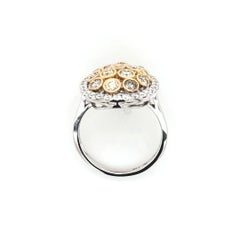 14 Karat Two-Tone Gold 1.60 Carat Natural Diamond Bubble Dome Ring Size 6.75