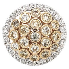 14 Karat Two-Tone Gold 1.77 Carat Natural Diamond Bubble Dome Ring Size 6.5