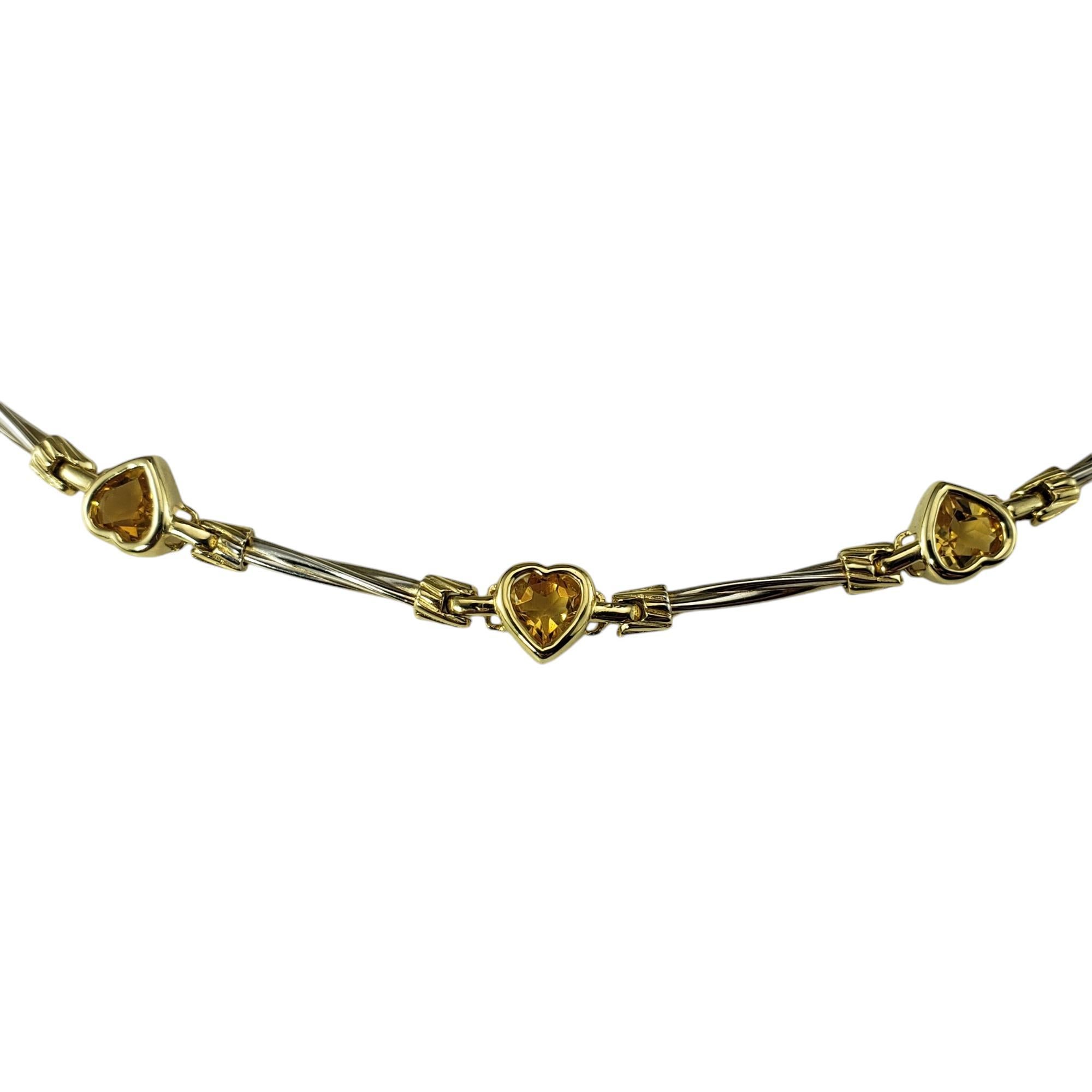 14 Karat Two-Tone Gold and Citrine Heart Bracelet #19898 (Herzschliff) im Angebot