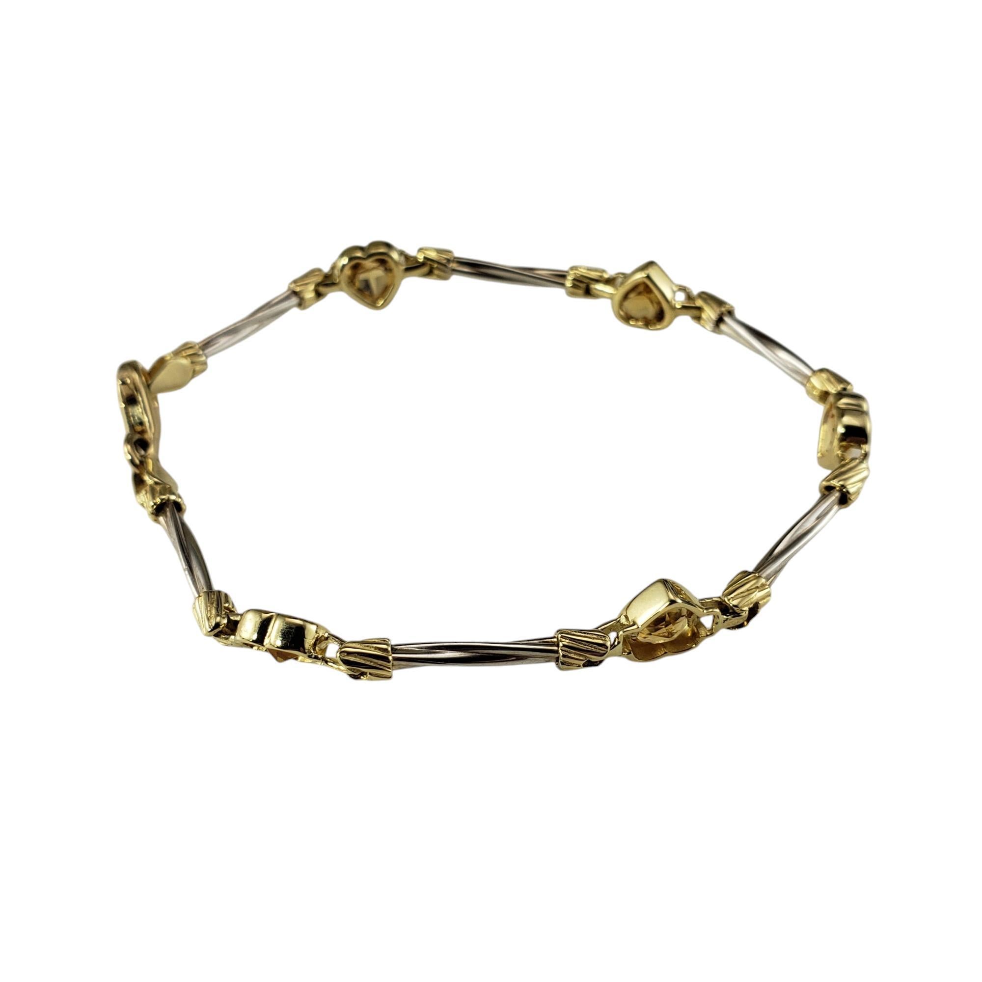 14 Karat Two-Tone Gold and Citrine Heart Bracelet #19898 im Zustand „Gut“ im Angebot in Washington Depot, CT
