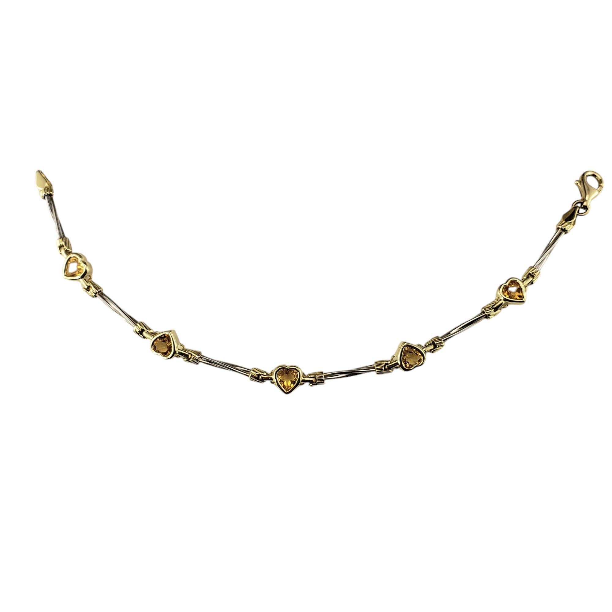 14 Karat Two-Tone Gold and Citrine Heart Bracelet #19898 Damen im Angebot