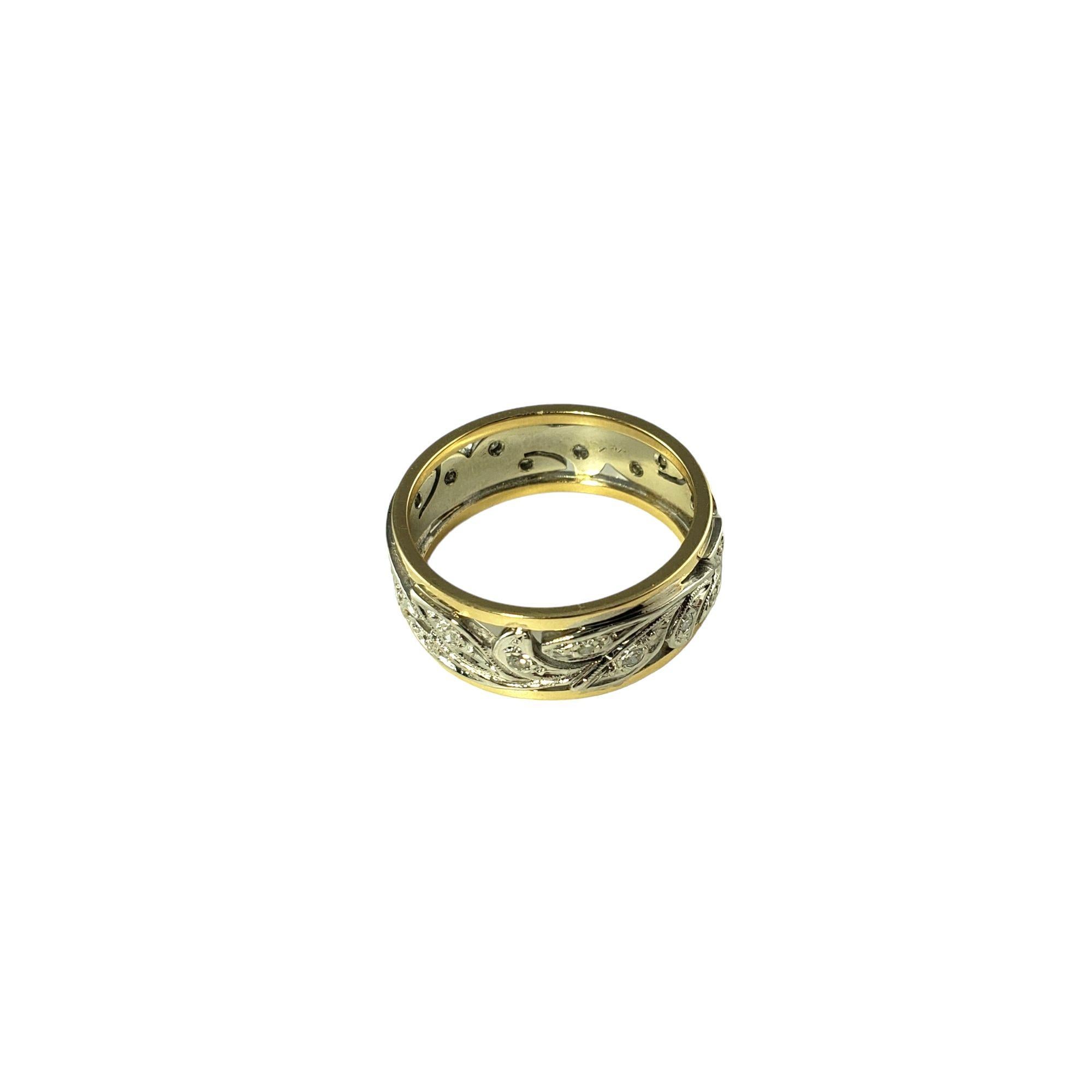 Round Cut 14 Karat Two Tone Gold and Diamond Band Ring