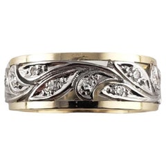 14 Karat Two Tone Gold and Diamond Band Ring