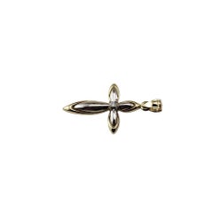 14 Karat Two Tone Gold and Diamond Cross Pendant #17419