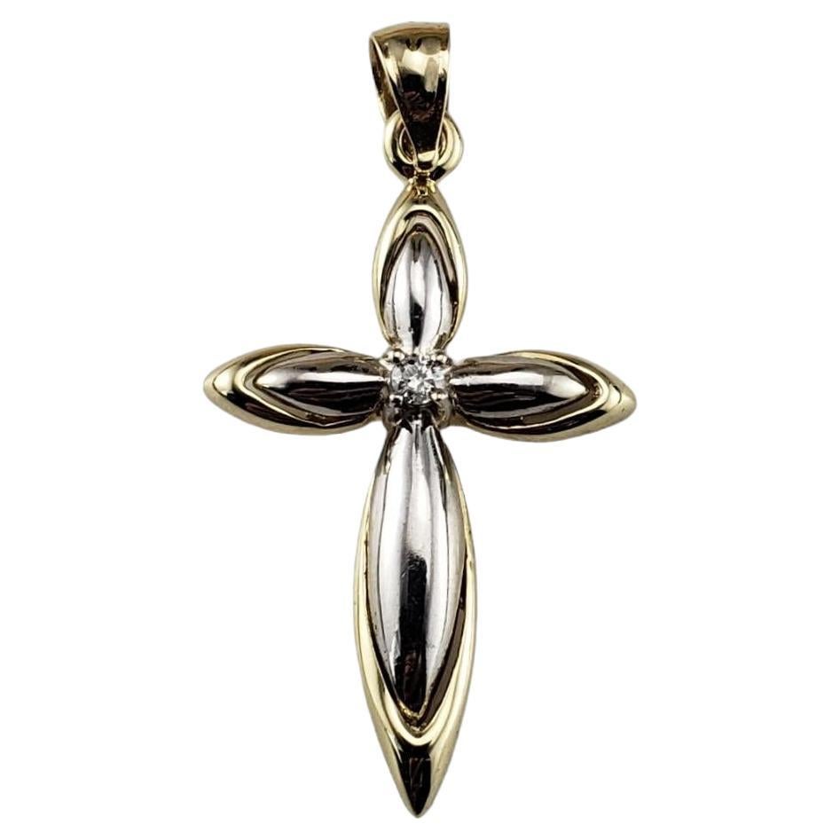 14 Karat Two Tone Gold and Diamond Cross Pendant #17419