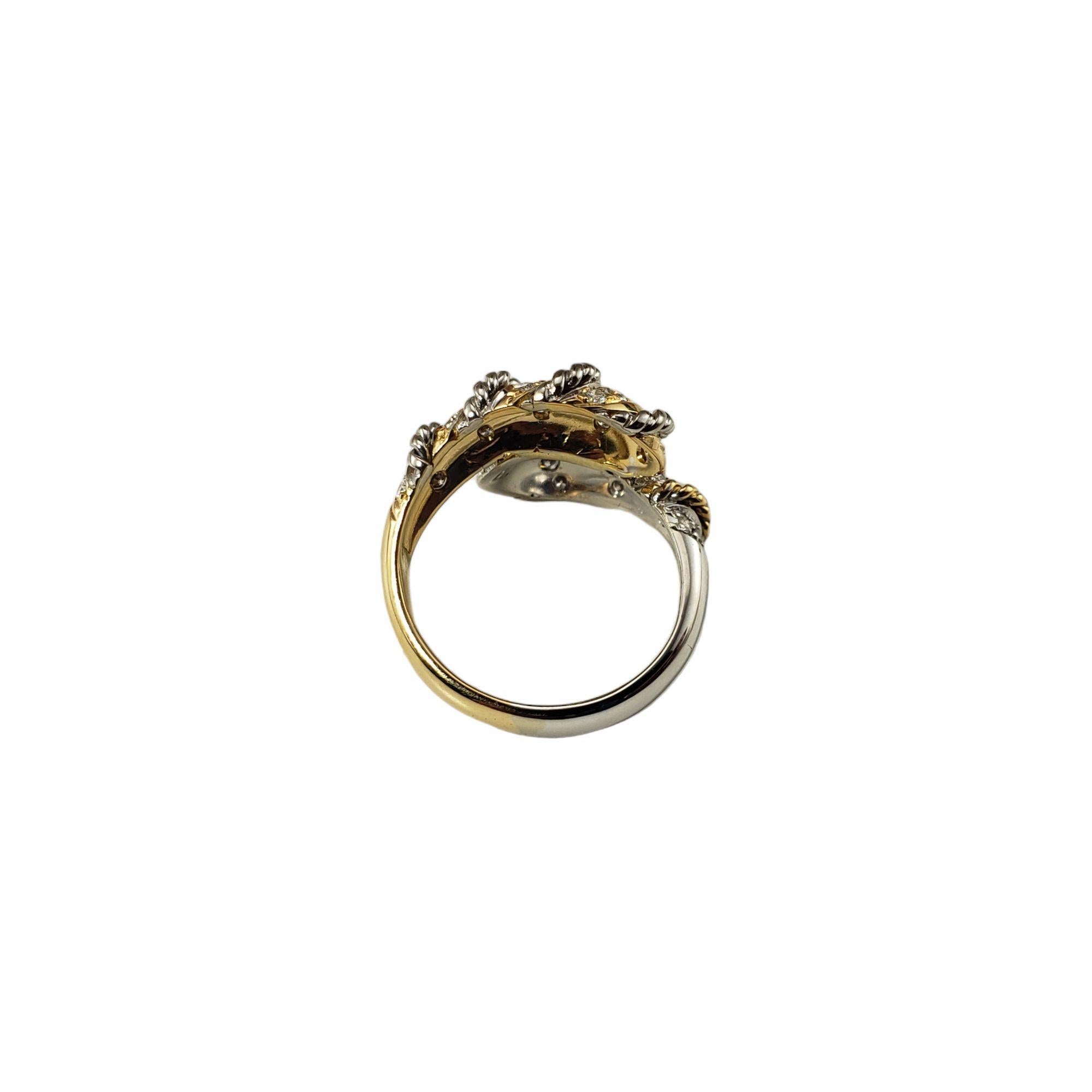 Women's 14 Karat Two-Tone Gold and Diamond Crossover Ring Size 7 #17755 For Sale
