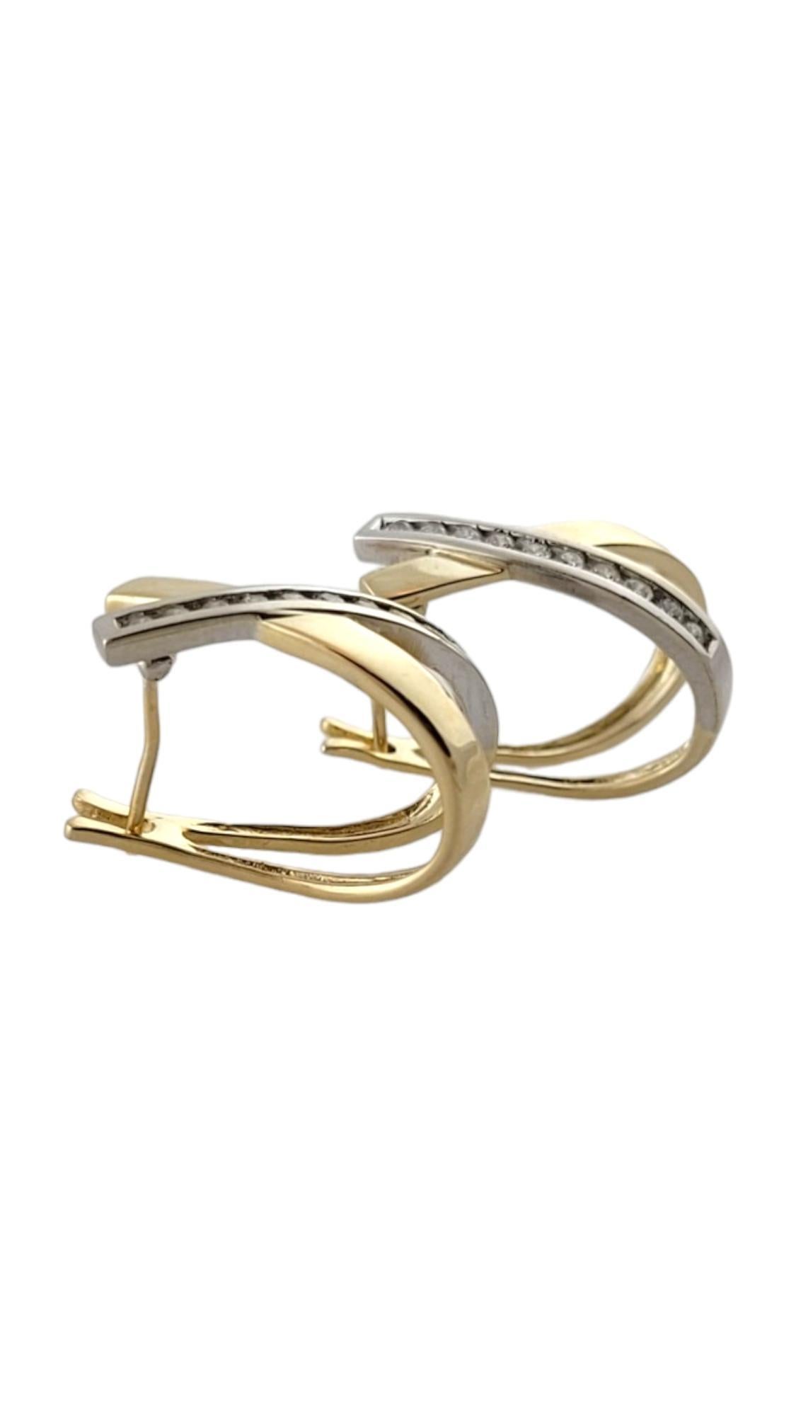 14 Karat zweifarbiges Gold und Diamant Crossover X Ohrringe #18149 (Brillantschliff) im Angebot