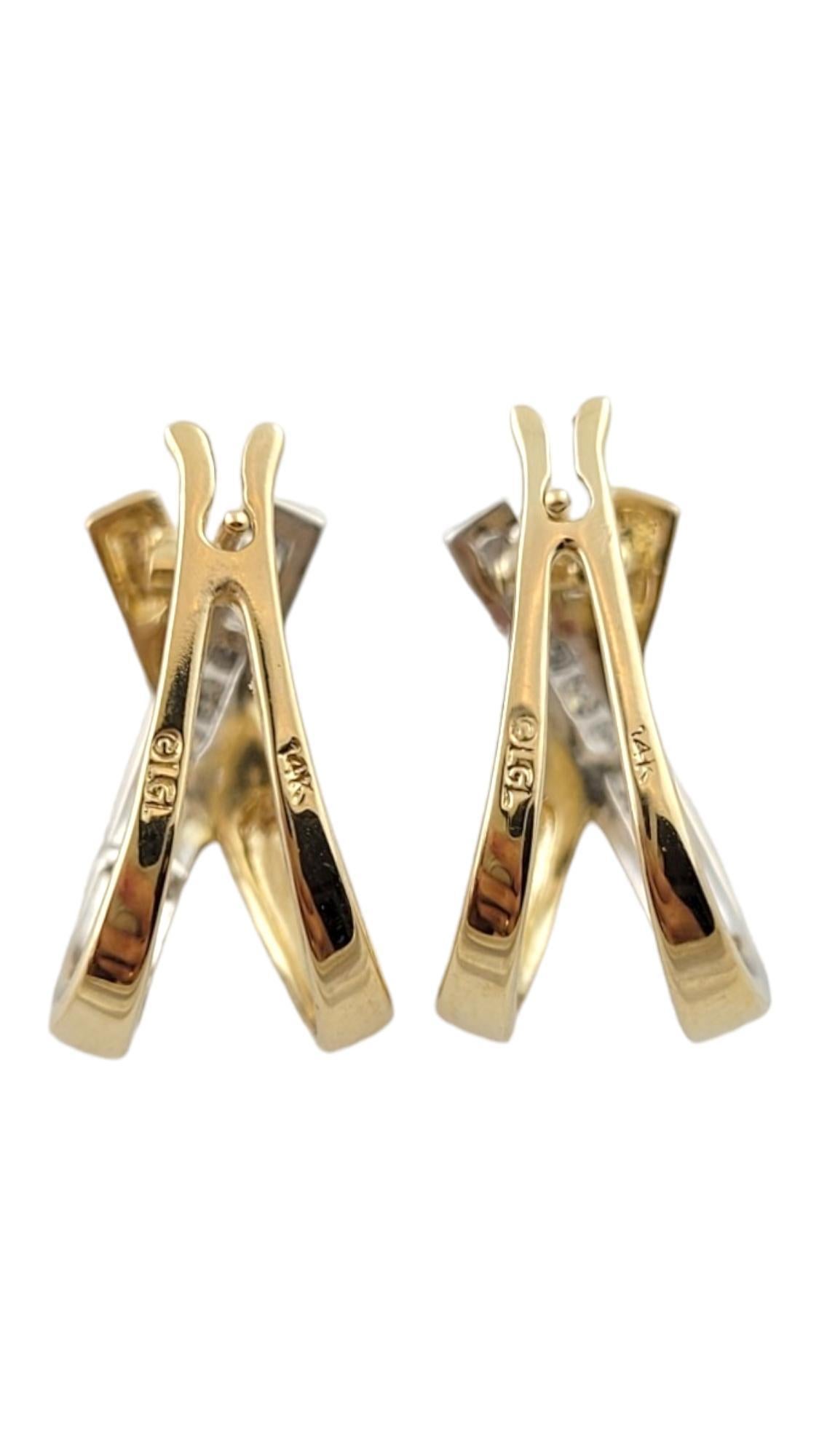14 Karat zweifarbiges Gold und Diamant Crossover X Ohrringe #18149 Damen im Angebot