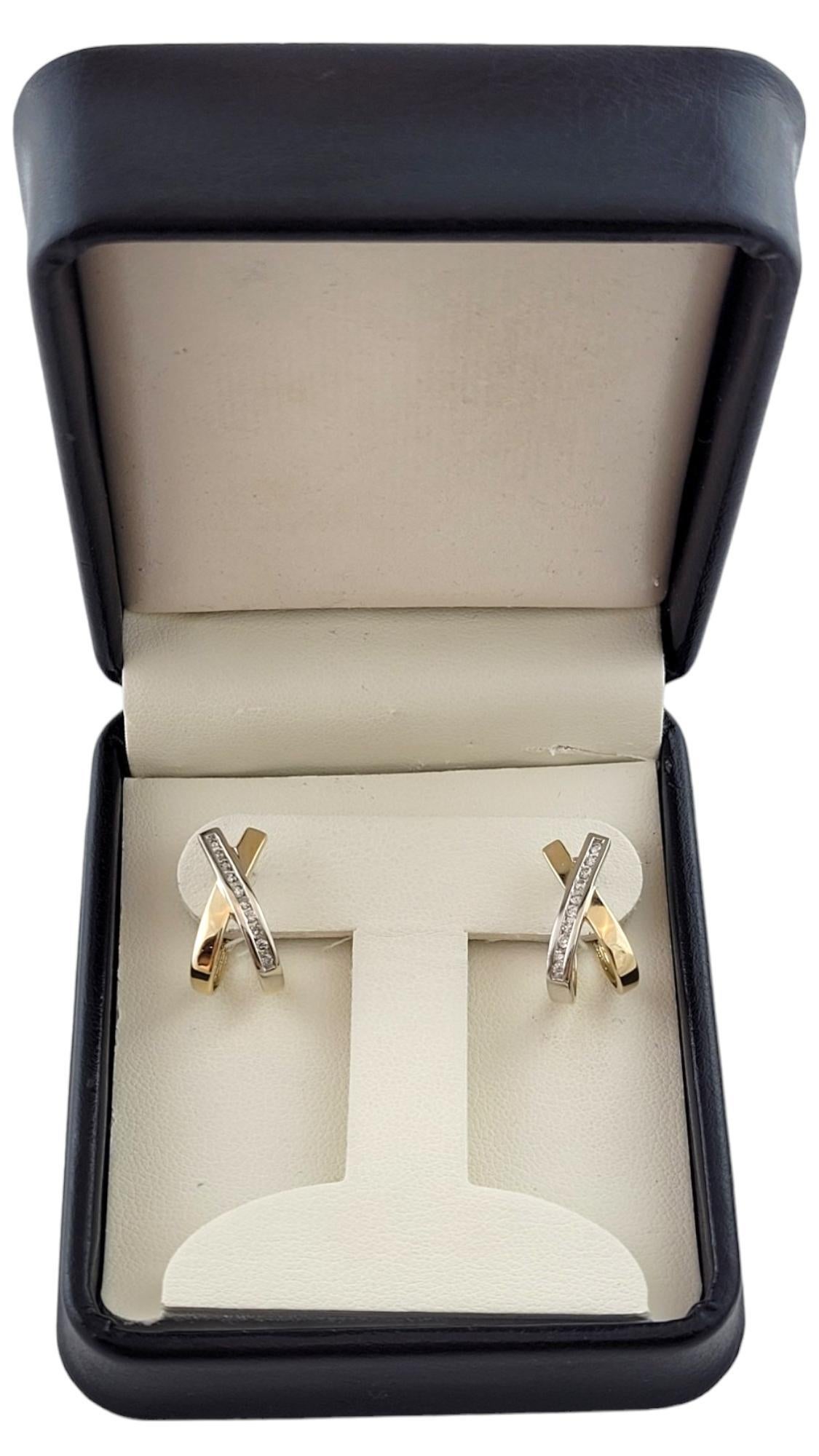 14 Karat zweifarbiges Gold und Diamant Crossover X Ohrringe #18149 im Angebot 1