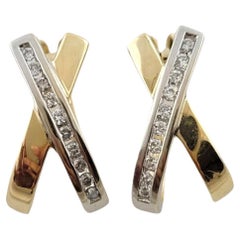 14 Karat Two Tone Gold and Diamond Crossover X Earrings #18149