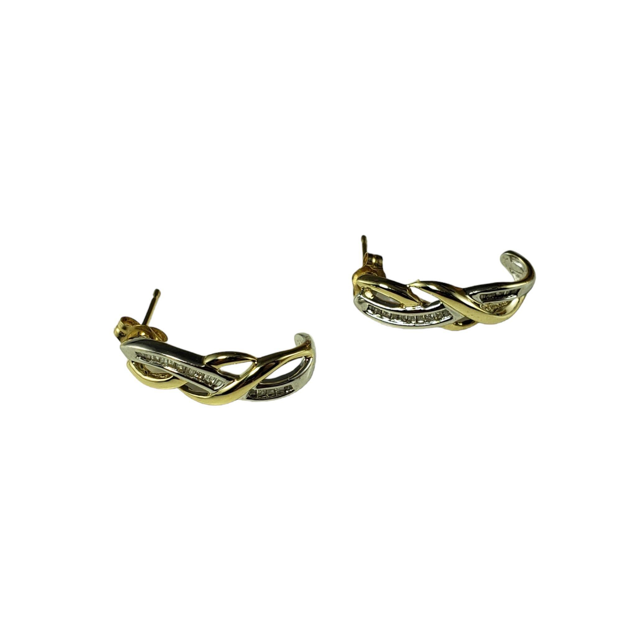 14 Karat zweifarbige Gold- und Diamant-Ohrringe #14932 (Baguetteschliff) im Angebot