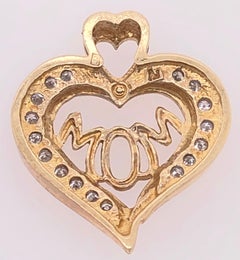 14 Karat Two-Tone Gold and Diamond Heart Charm Pendant with MOM Center