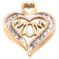 14 Karat Two-Tone Gold and Diamond Heart Charm Pendant with MOM Center