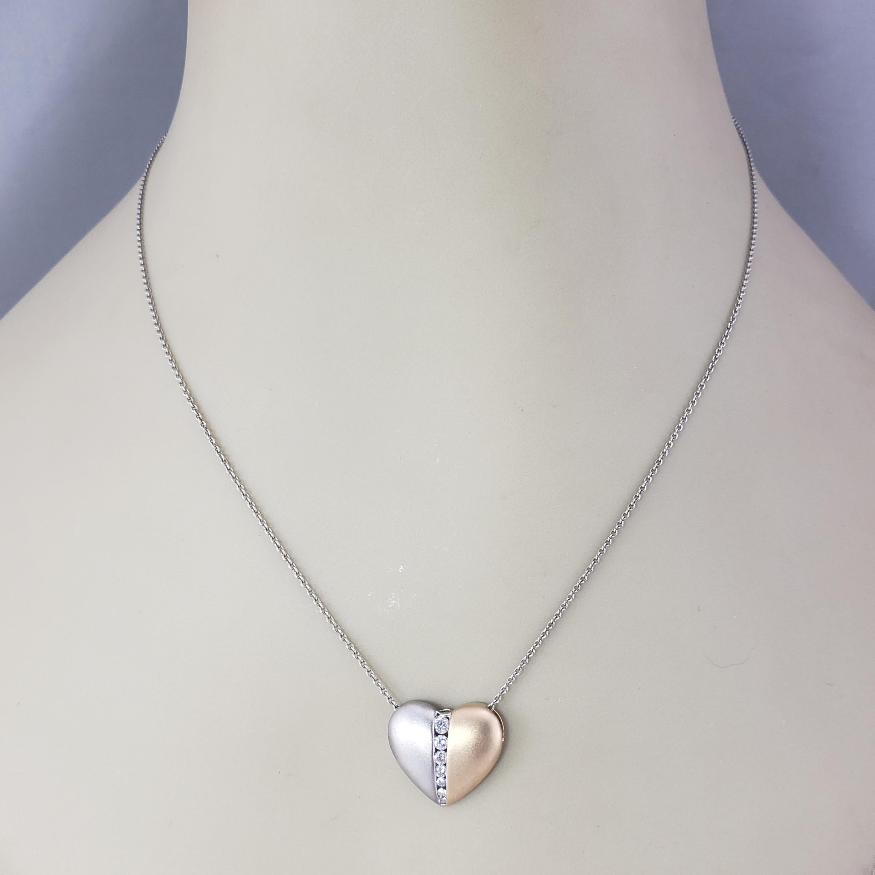 Ciondolo a cuore in oro 14 carati bicolore e diamanti #21398 in vendita 1