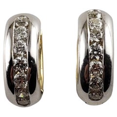  14 Karat zweifarbige Gold- und Diamant-Huggie-Ohrringe