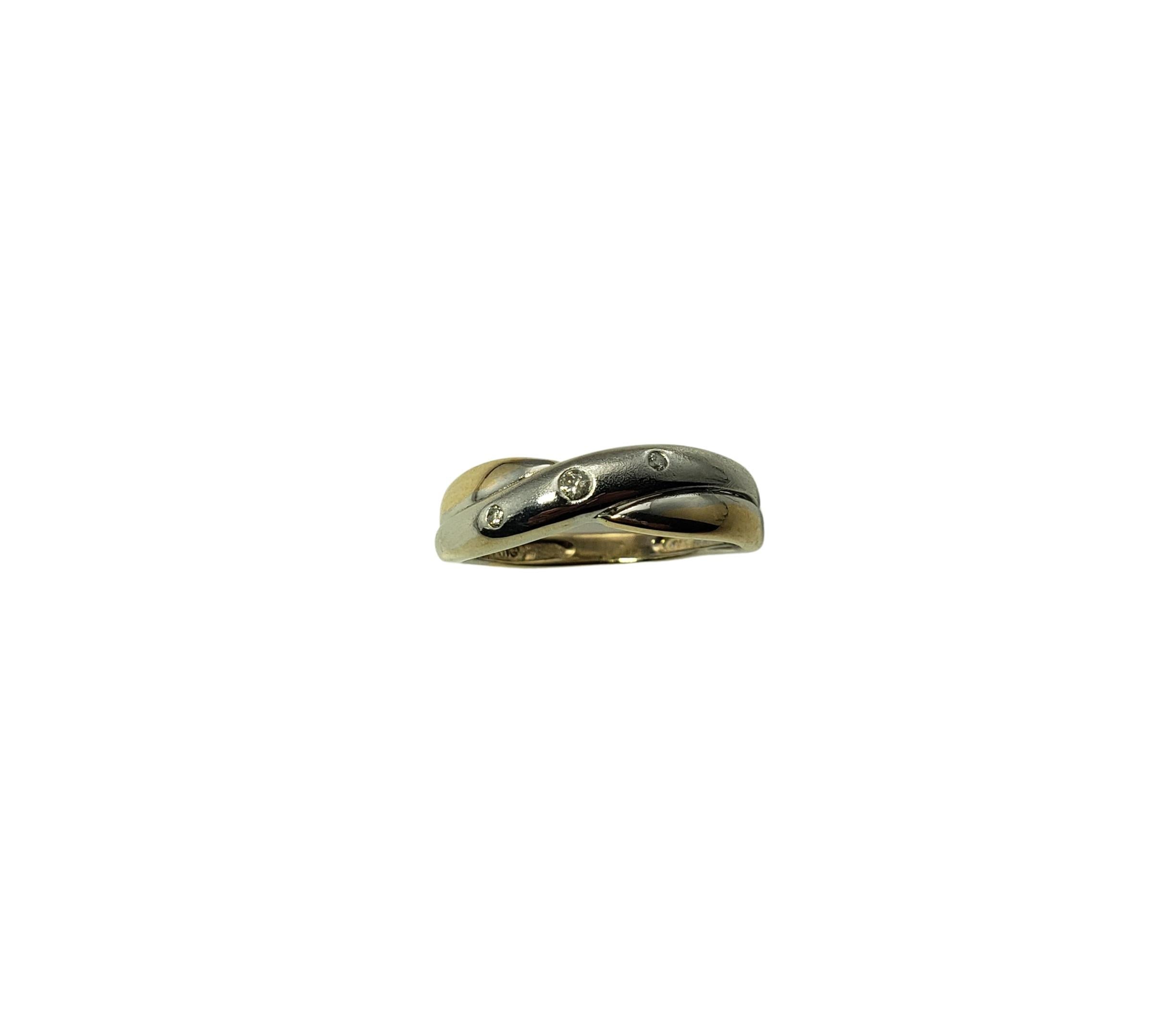 Women's 14 Karat Two Tone Gold and Diamond Ring For Sale