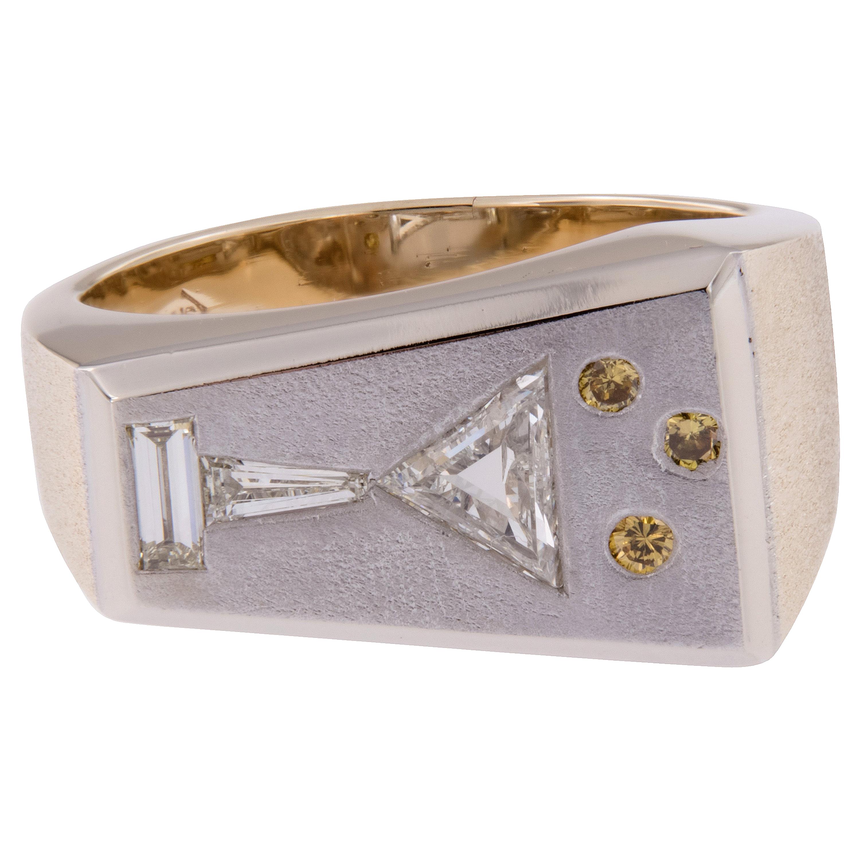 14 Karat Two-Tone Gold and Fancy Diamond Martini Ring