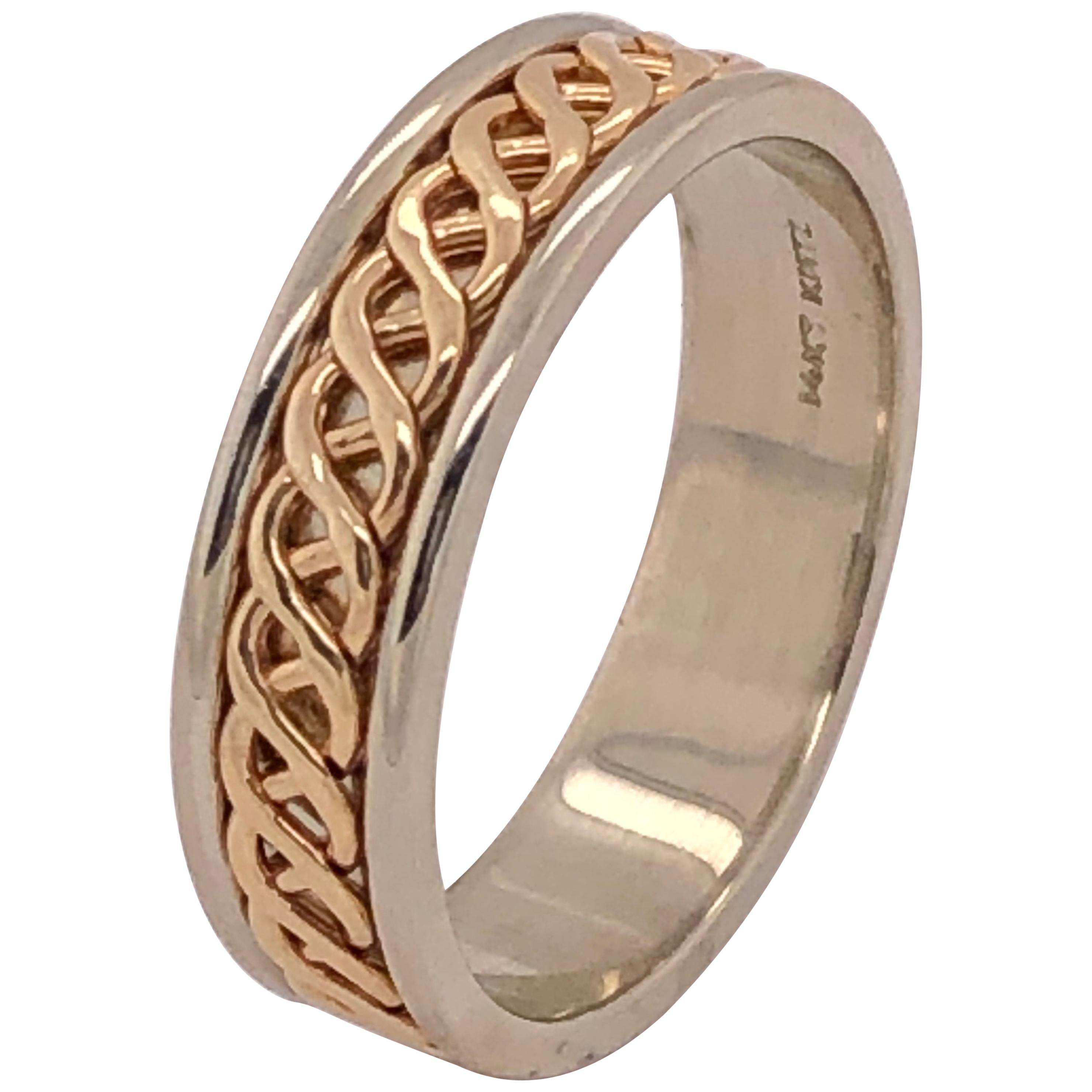 14 Karat Two-Tone Gold Band Ring / Bridal or Wedding Ring For Sale