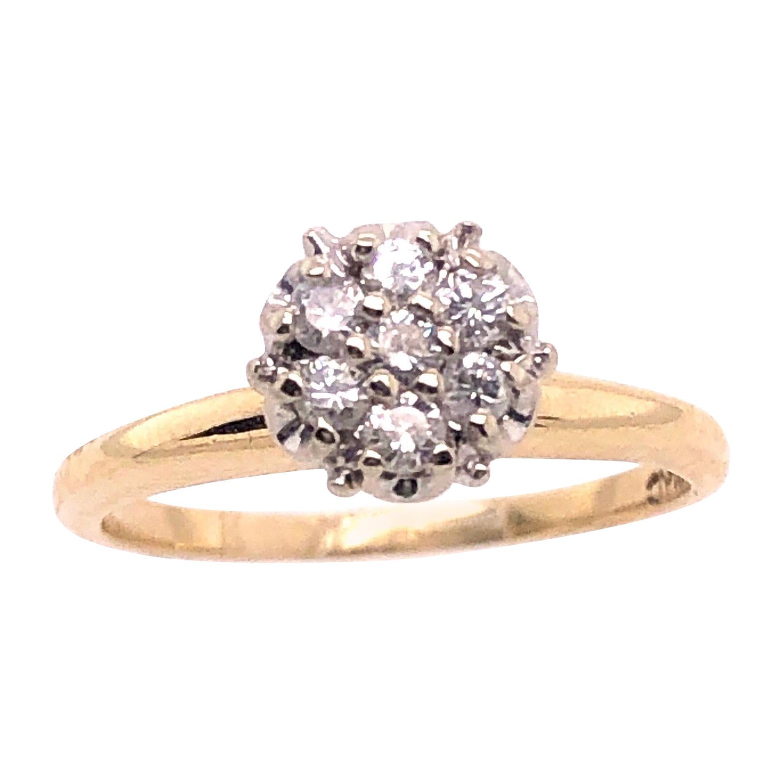 14 Karat Two-Tone Gold Contemporary Diamond Cluster Engagement Ring 0.40 TDW For Sale