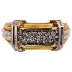 14 Karat Two-Tone Gold Contemporary Ring with Diamonds 0.75 Total Diamond Weight