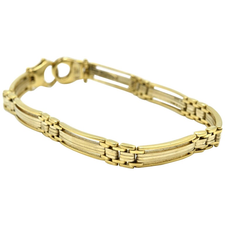 14 Karat TwoTone Gold Custom Link Bracelet For Sale at 1stdibs