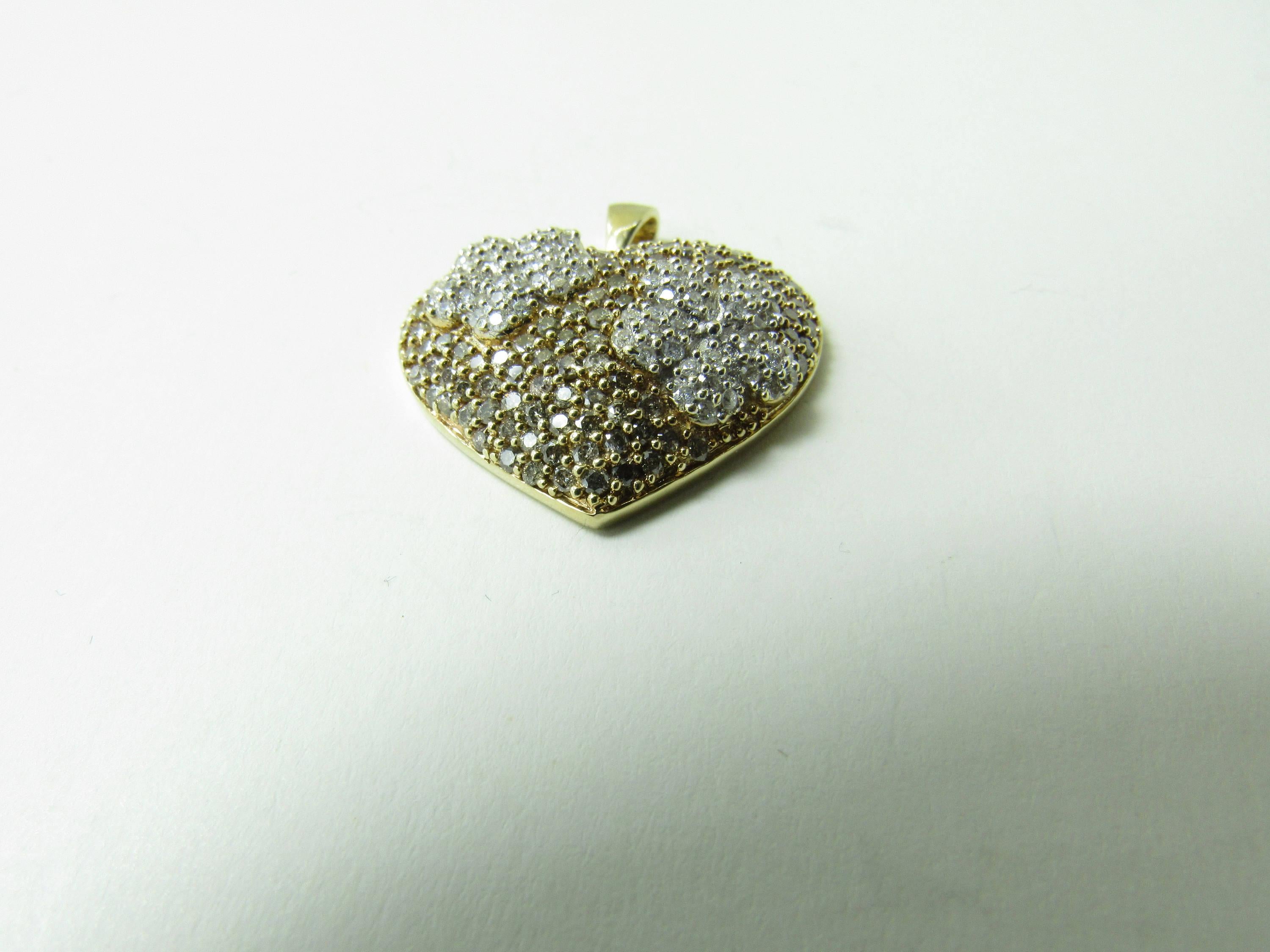 14 Karat Two-Tone Gold Diamond Heart Pendant In Excellent Condition In Washington Depot, CT