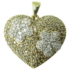 14 Karat Two-Tone Gold Diamond Heart Pendant