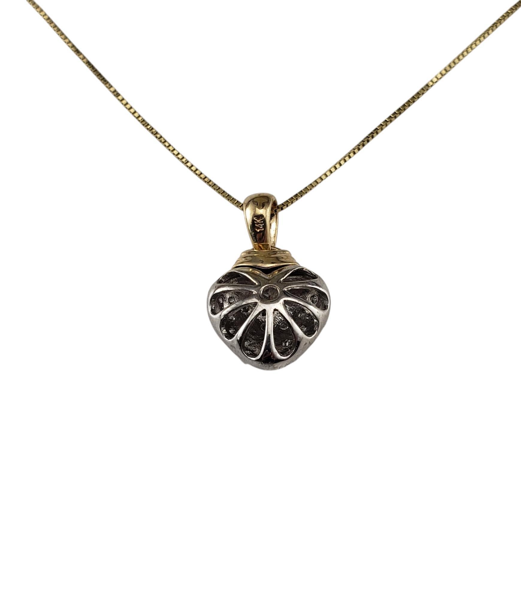 Collier pendentif cœur en or bicolore 14 carats et diamants n° 20598 Bon état - En vente à Washington Depot, CT