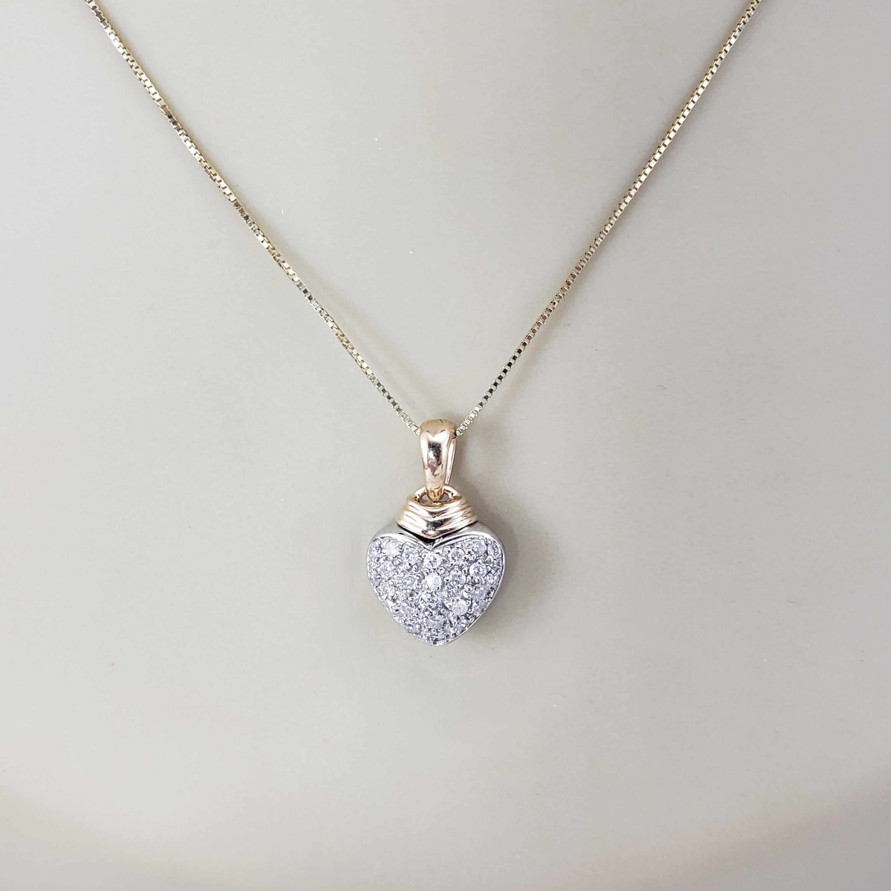 Collier pendentif cœur en or bicolore 14 carats et diamants n° 20598 en vente 2