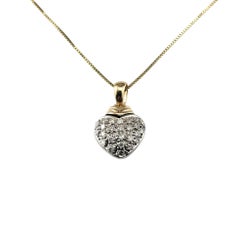 14 Karat Two-Tone Gold Diamond Heart Pendant Necklace #20598