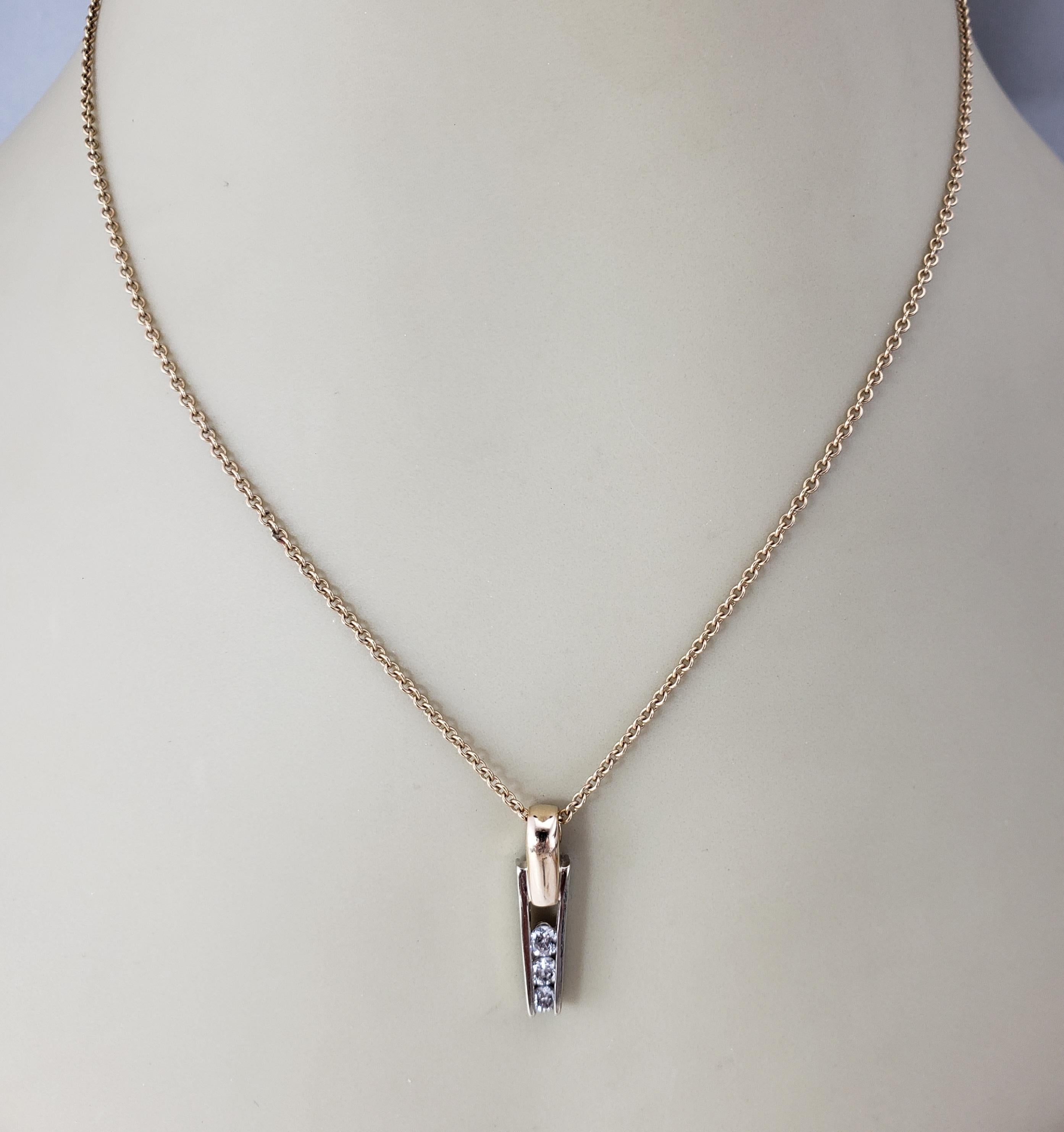 Ciondolo con diamante in oro 14 carati bicolore #19126 in vendita 1