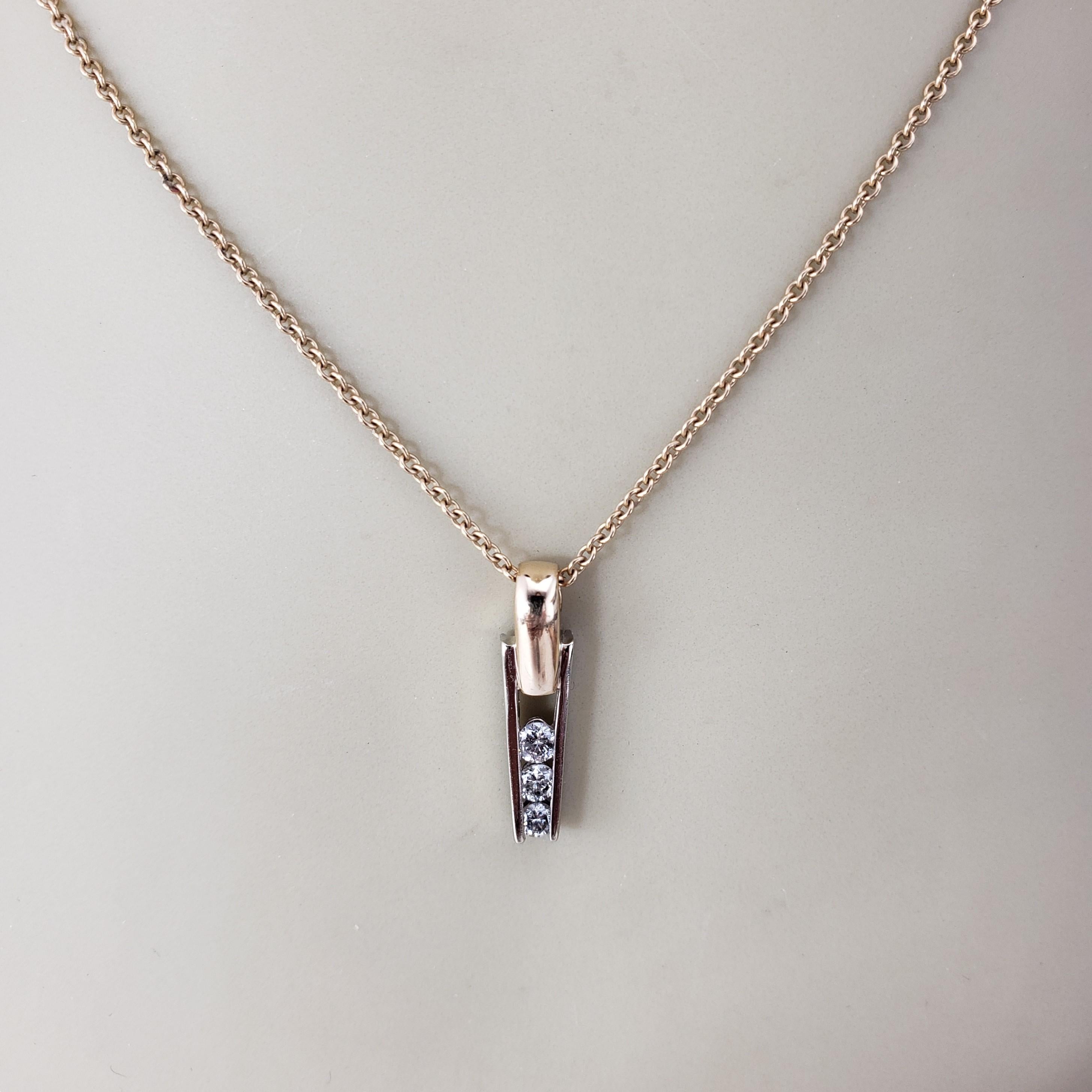 Ciondolo con diamante in oro 14 carati bicolore #19126 in vendita 2