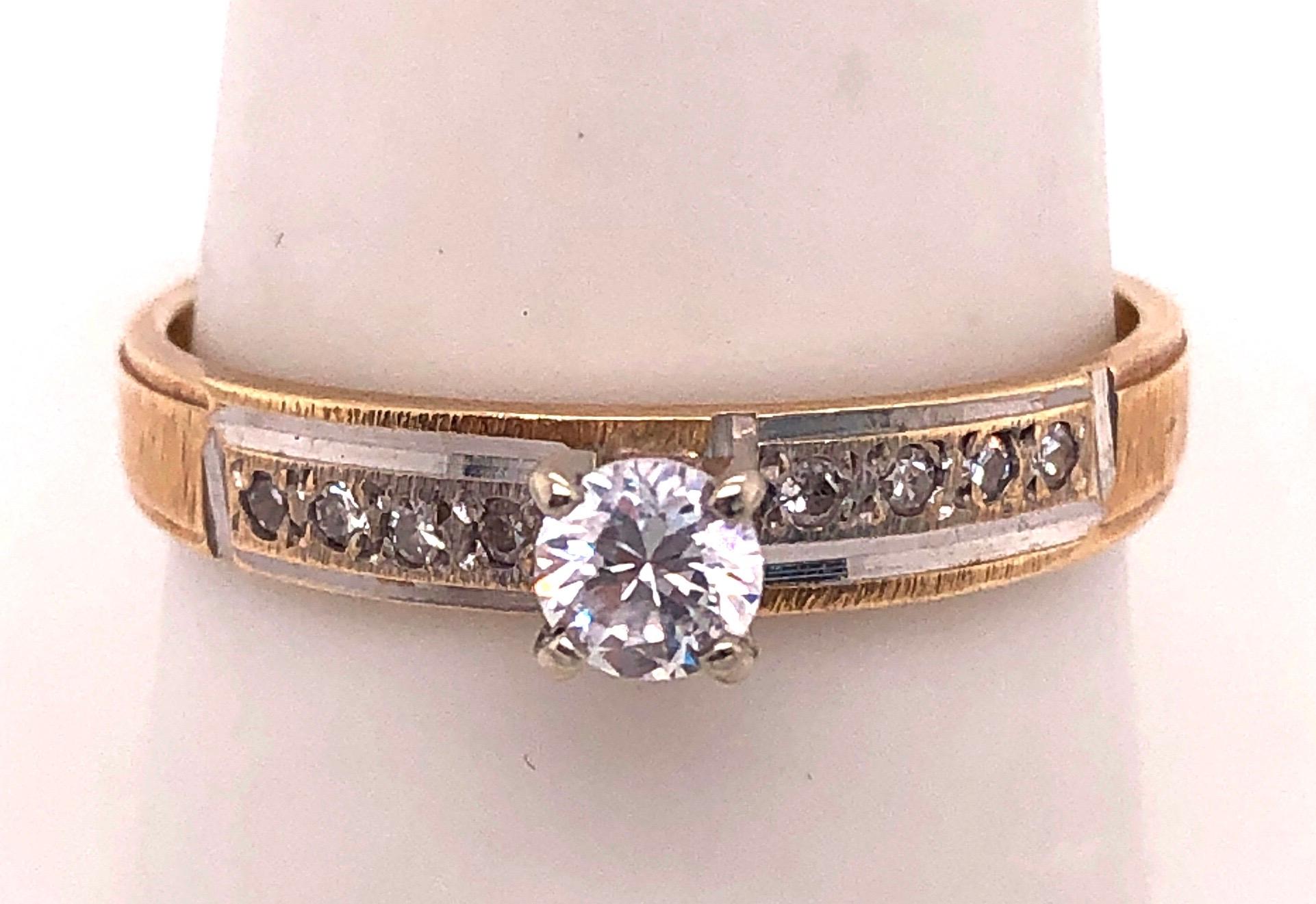 Women's or Men's 14 Karat Two-Tone Gold Engagement Ring 0.58 TDW For Sale