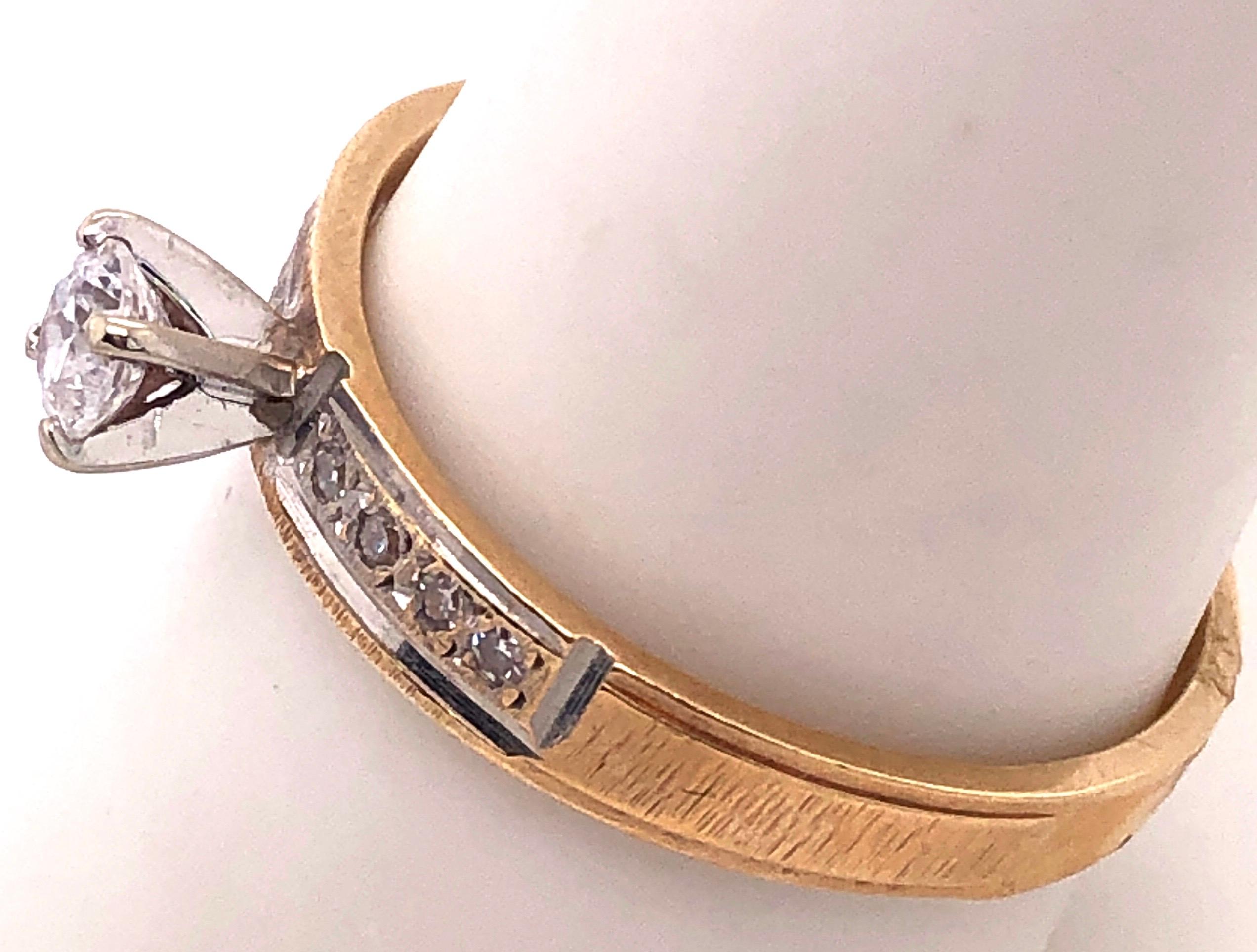 Modern 14 Karat Two-Tone Gold Engagement Ring 0.58 TDW For Sale