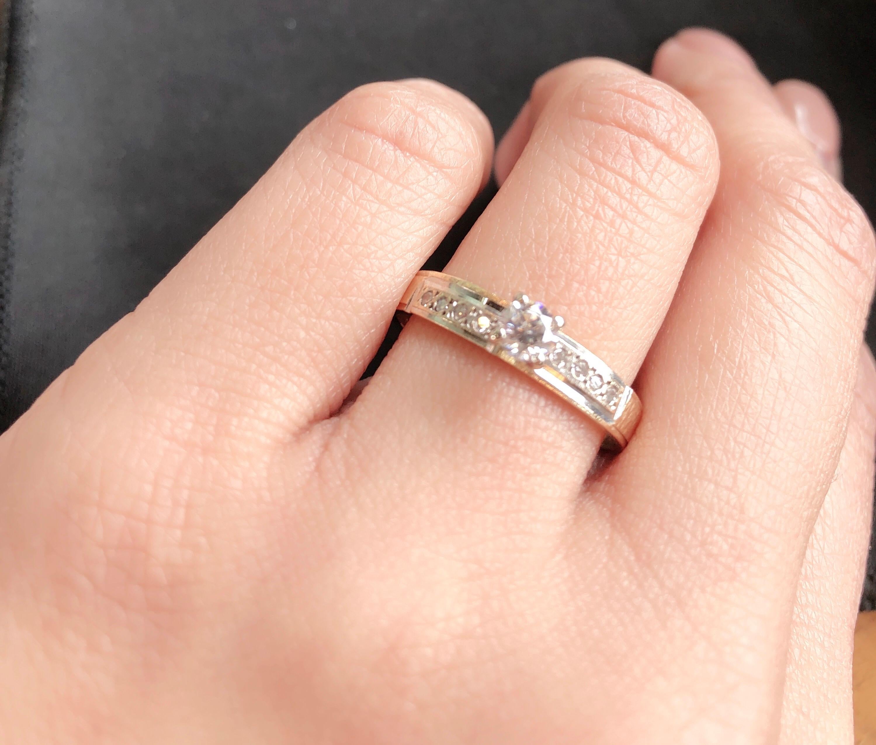 14 Karat Two-Tone Gold Engagement Ring 0.58 TDW For Sale 1