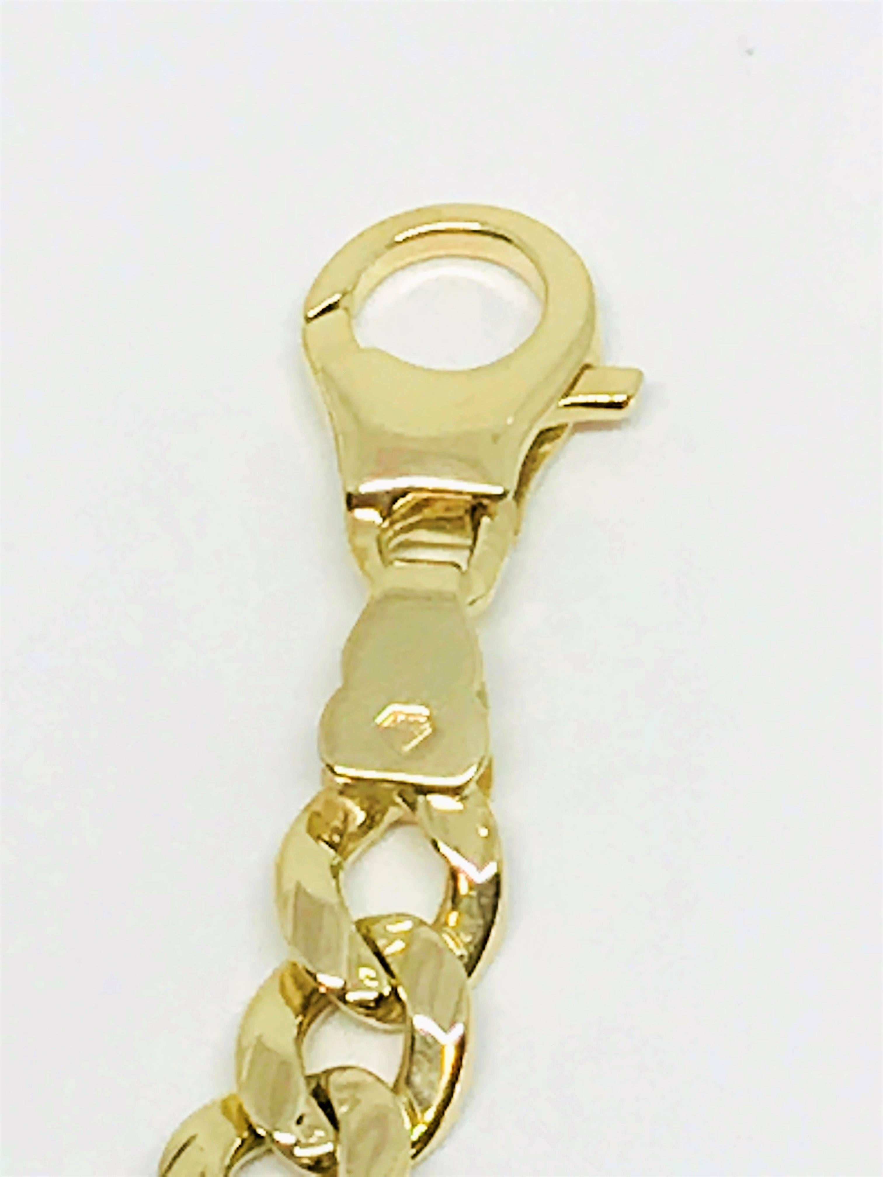 Modern 14 Karat Two-Tone Gold Gent's Curb Link Bracelet For Sale