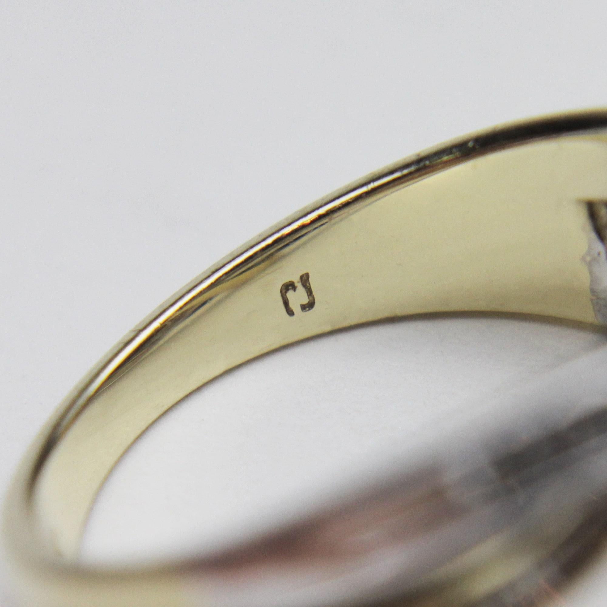 Women's or Men's 14 Karat Two Tone Gold Looping Diamond Ring
