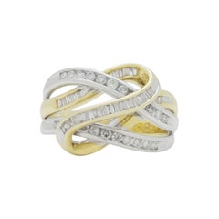 14 Karat Two Tone Gold Looping Diamond Ring 14 Karat Two Tone Gold Looping Diamond Ring