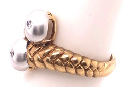 14 Karat Two-Tone Gold Matte Finish Fashion Ring