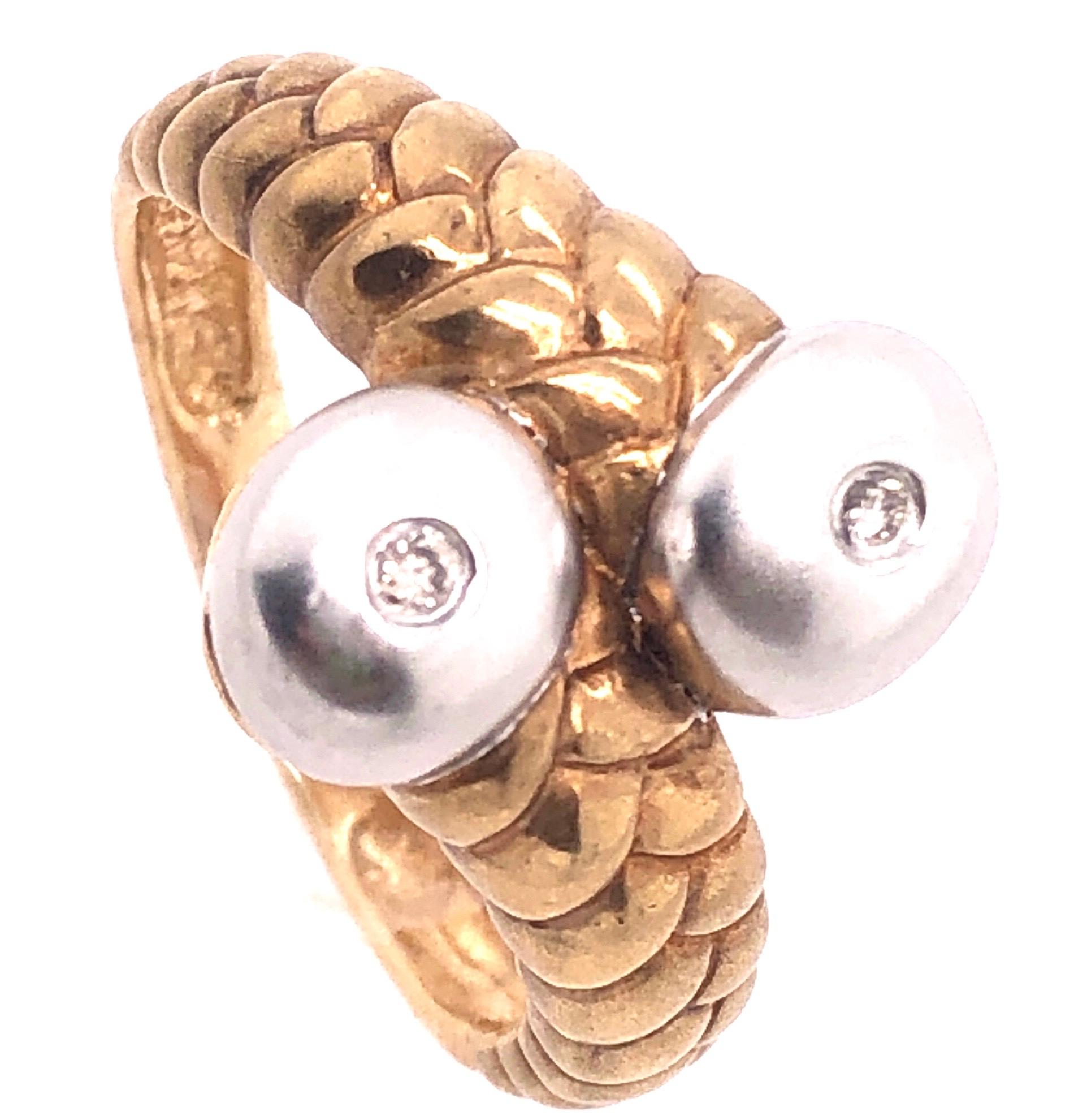 Women's or Men's 14 Karat Two-Tone Gold Matte Finish Fashion Ring For Sale