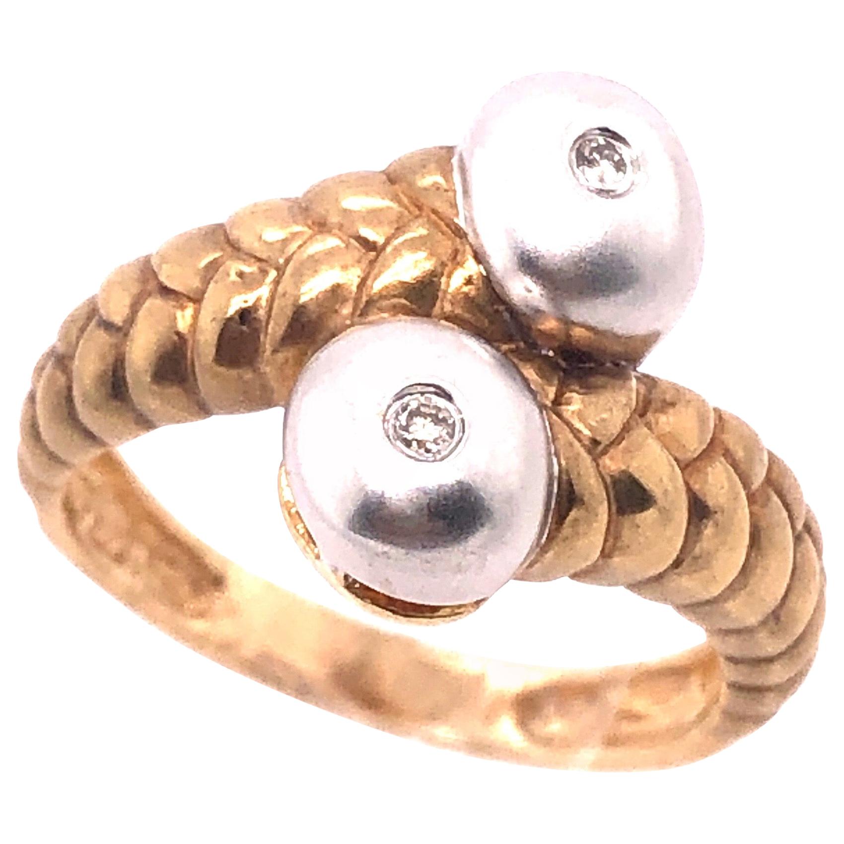 14 Karat Two-Tone Gold Matte Finish Fashion Ring For Sale