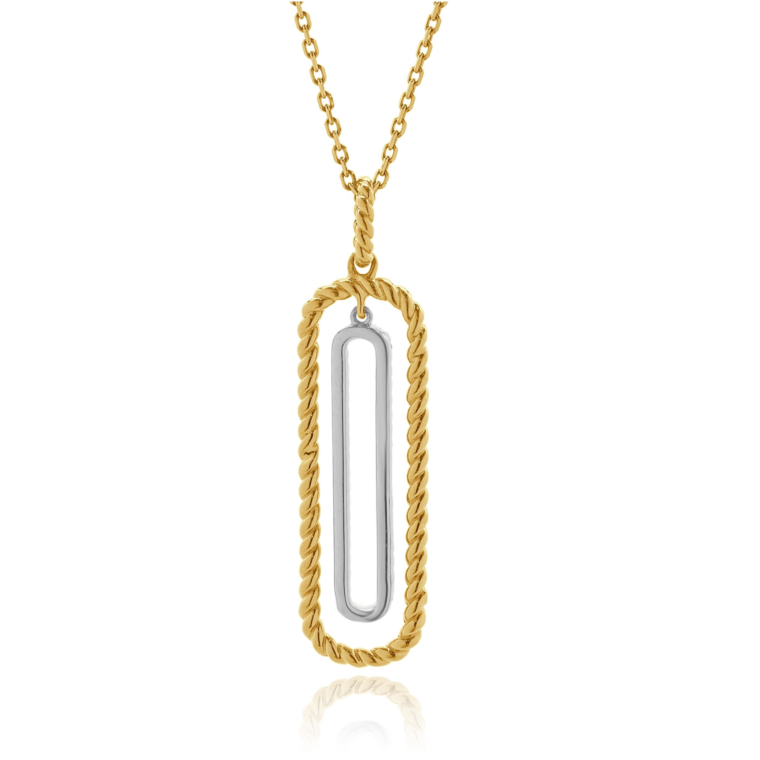 Taille ronde Collier ouvert en or bicolore 14 carats avec diamants en goutte d'eau en vente