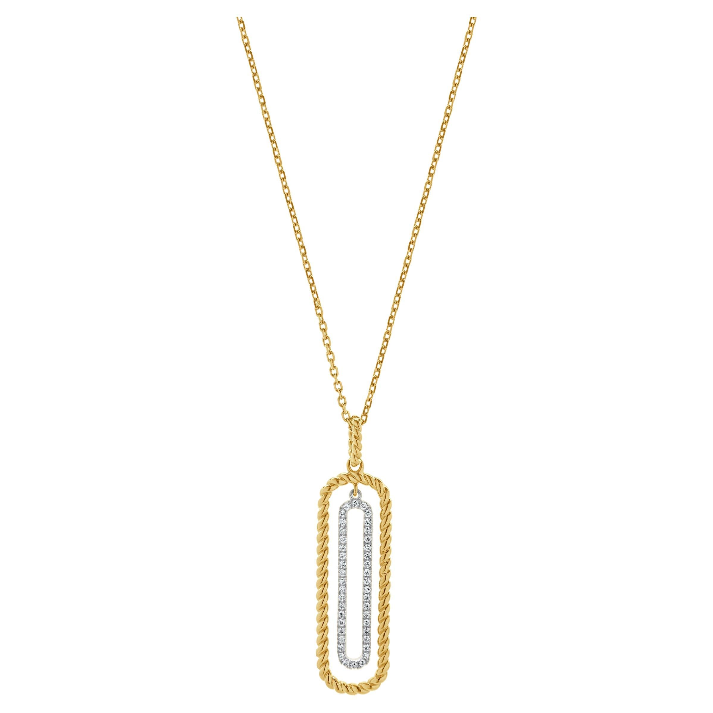 Collier ouvert en or bicolore 14 carats avec diamants en goutte d'eau en vente