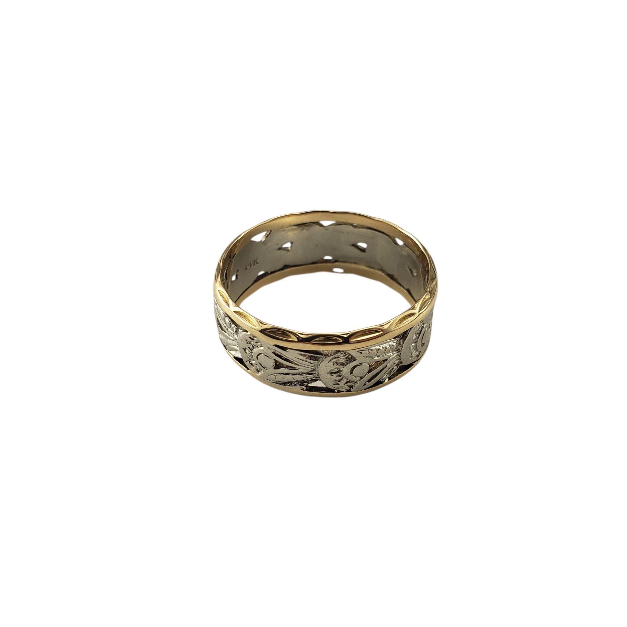 14 Karat Two Tone Gold Scrolling Band Ring Size 10 #21897 für Damen oder Herren im Angebot