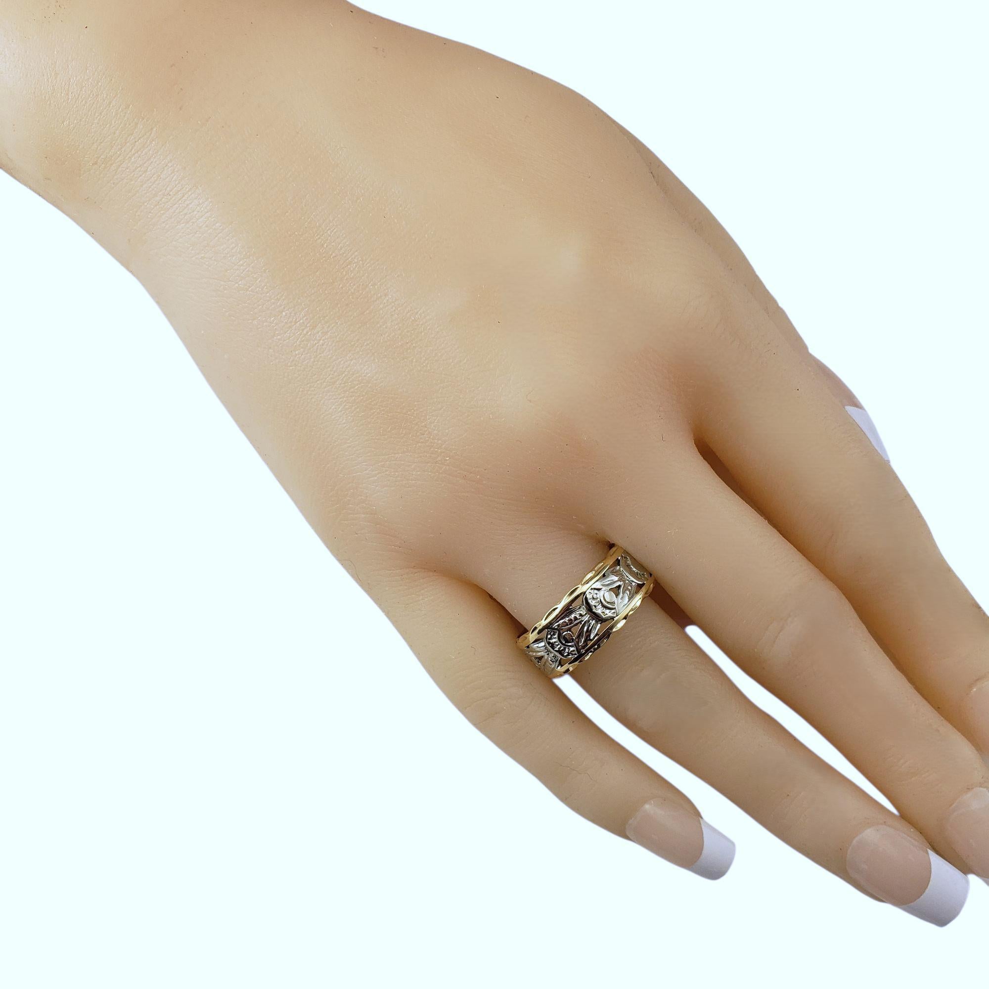 14 Karat Two Tone Gold Scrolling Band Ring Size 10 #21897 im Angebot 3