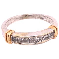 14 Karat Two-Tone Gold Wedding Band Ring with Diamonds 0.25 TDW