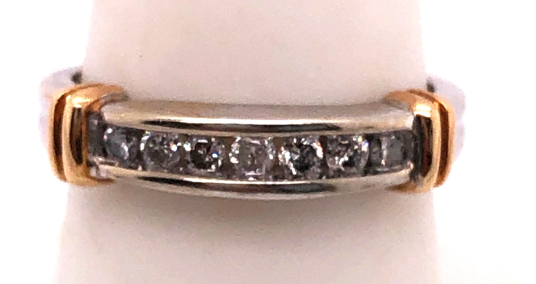 Women's or Men's 14 Karat Two-Tone Gold Wedding Band Ring with Diamonds 0.25 TDW