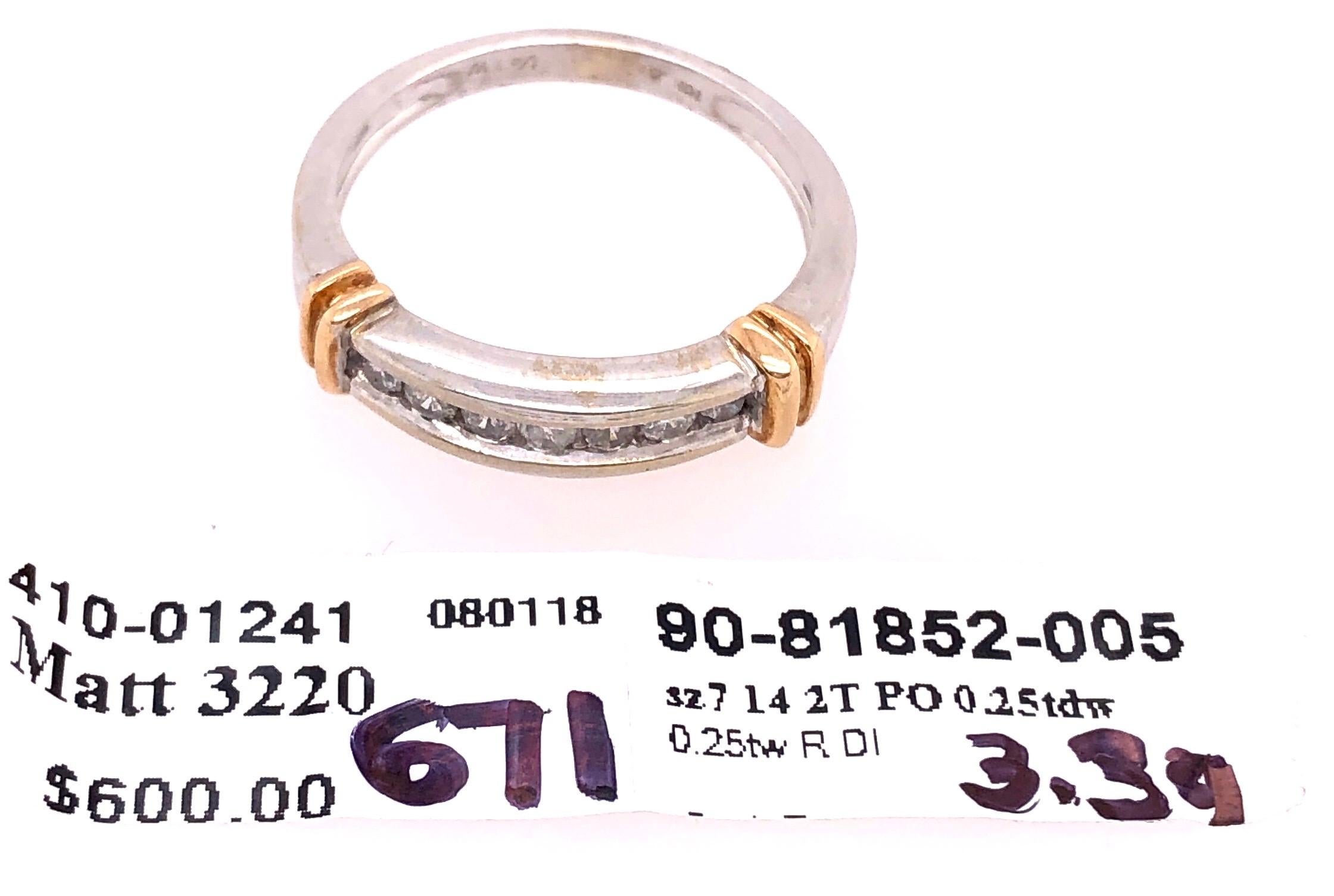 14 Karat Two-Tone Gold Wedding Band Ring with Diamonds 0.25 TDW 2