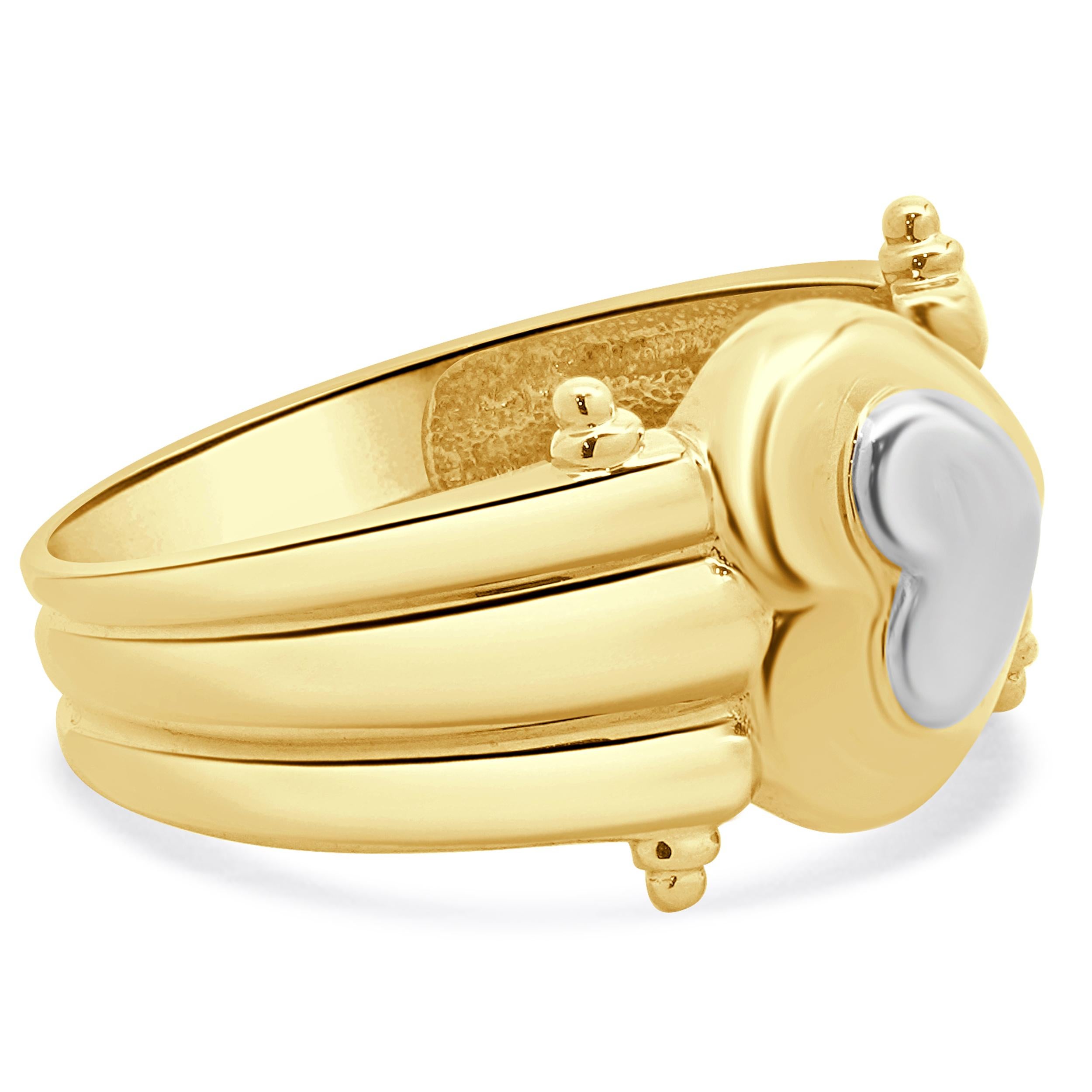 14 Karat Two Tone Heart Ring In Excellent Condition For Sale In Scottsdale, AZ
