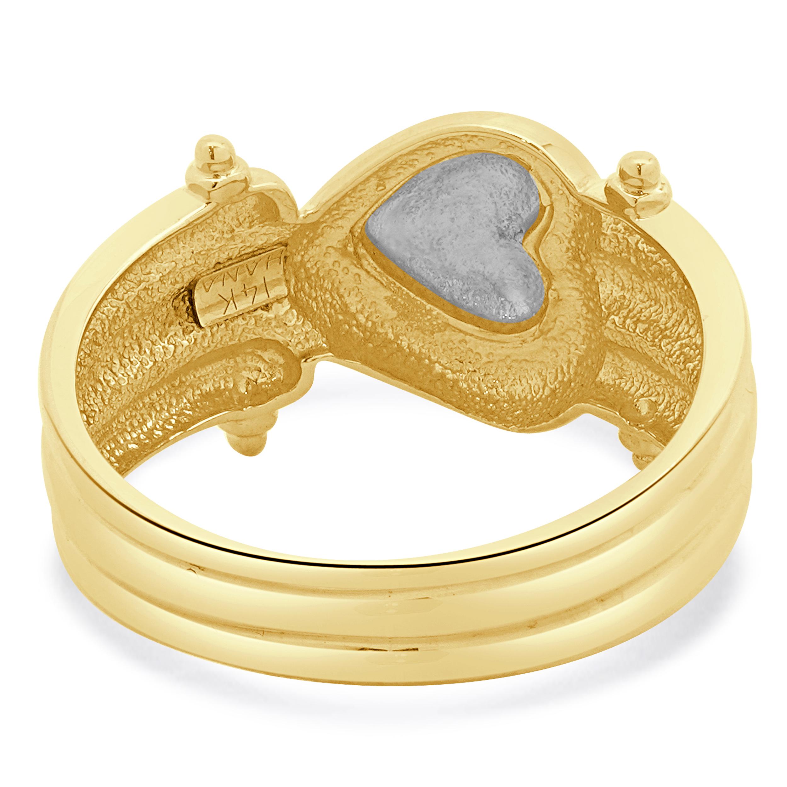 Women's 14 Karat Two Tone Heart Ring For Sale